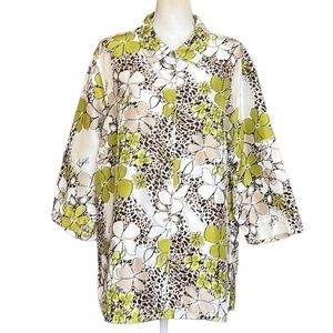 French Laundry 100% Silk Floral Animal Print Button Down Blouse Plus Size 3X